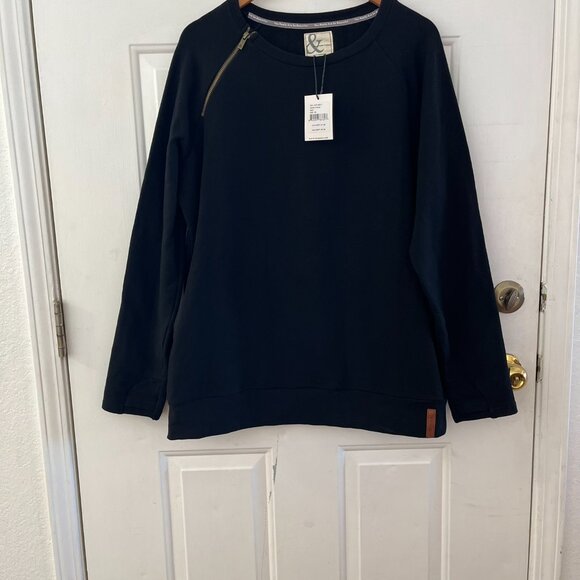 Ampersand Avenue Plus-Size Black Side Zip Pullover Sweatshirt Sz 3XL - Picture 2 of 11